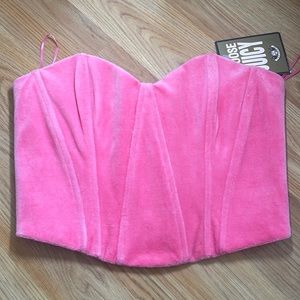 JUICY COUTURE BRIGHT PINK VELOUR BUSTIER SIZE 4